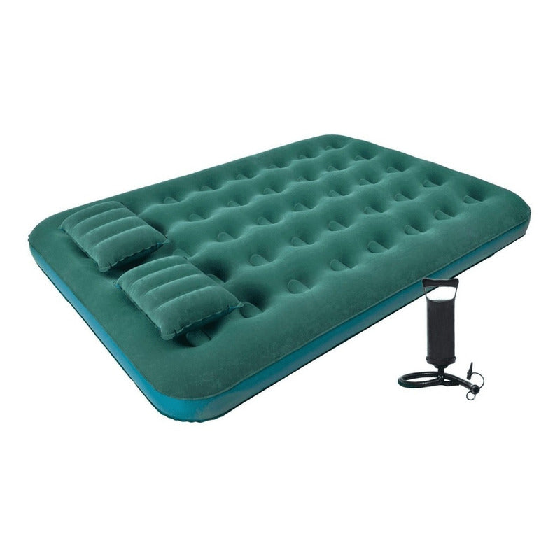 Colchón Inflable Doble Klimber 2 Plazas + Inflador + 2 Almohadas