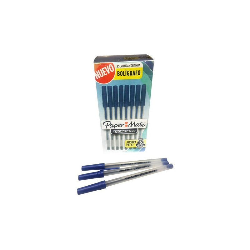 Boligrafo Paper Mate Kilometrico Azul Caja X 60 Unidades