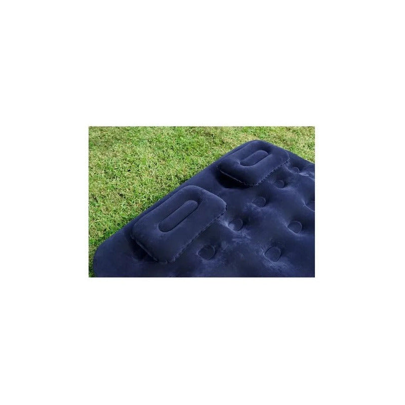 Colchón Inflable Queen Extra Largo 2 Plazas + Inflador + 2 Almohadas