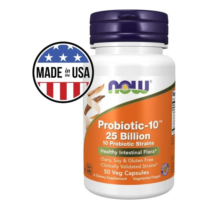 Probiotic-10 25 Billion 50 Capsulas Veganas Now