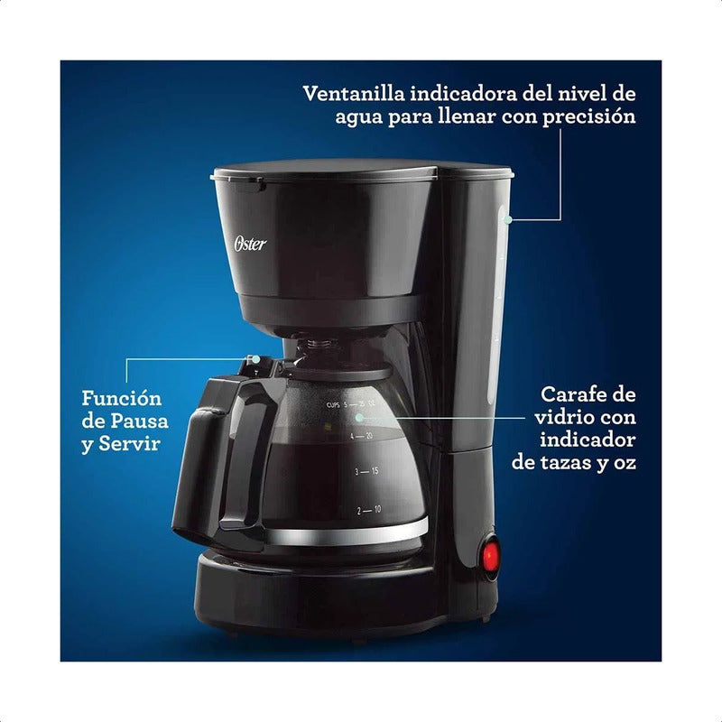 Cafetera De 5 Tazas Con Filtro Oster® Color Negro
