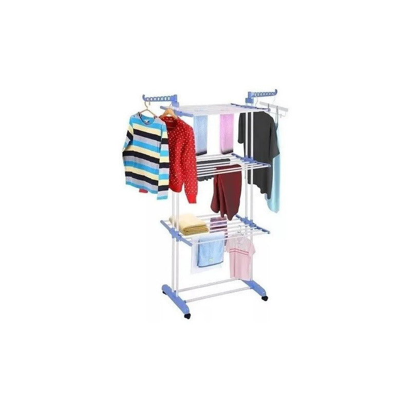 Tendedero Plegable Colgador Secador De Ropa Con Ruedas