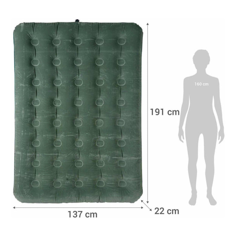 Colchón Inflable Doble Klimber 2 Plazas + Inflador + 2 Almohadas