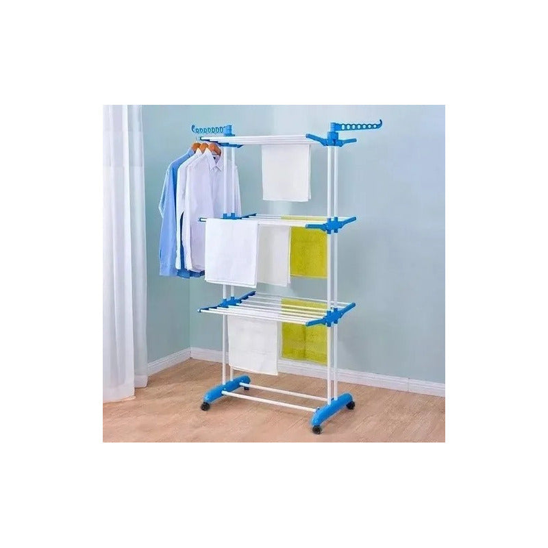 Tendedero Plegable Colgador Secador De Ropa Con Ruedas