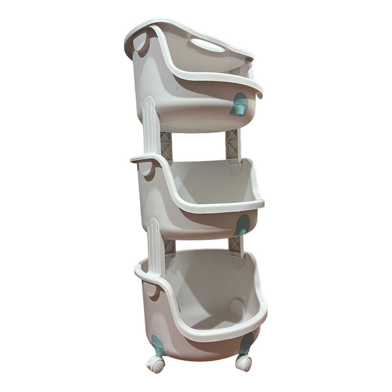 Mueble Organizador 3 Niveles Con Ruedas Estilo Redondo