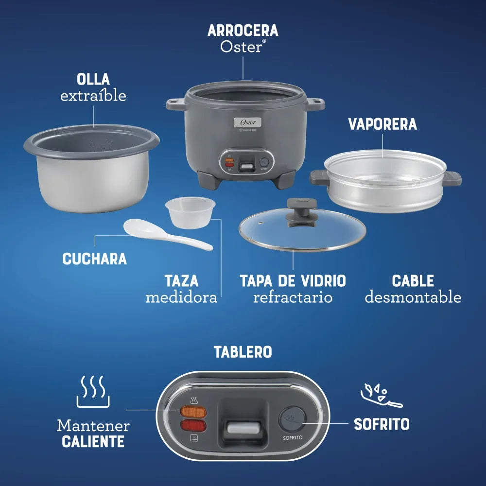 Arrocera 3 En 1 Oster 10 Tazas Diamond Force Antiadherente