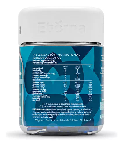 60 Gomitas Eterna De Biotina + Multivitamínico Sabor Berries