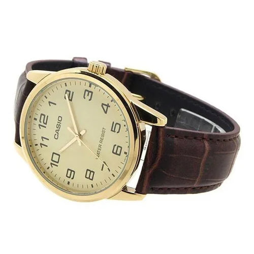 Reloj Casio Enticer Mtp-v001l-1bu Hombre Cuero Marrón