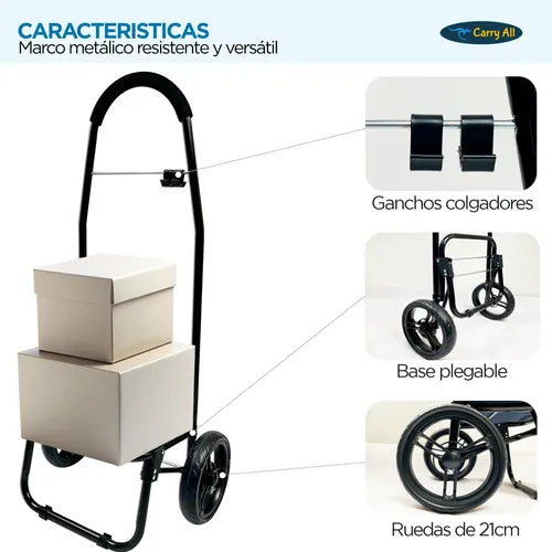 Carrito De Compras Plegable Carry All Sidney 55 Litros Negro