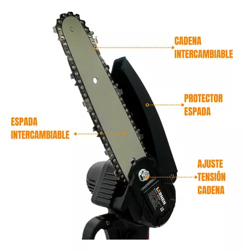 Motosierra Podadora Eléctrica 6 Pulgadas Lernen + 2 Baterías
