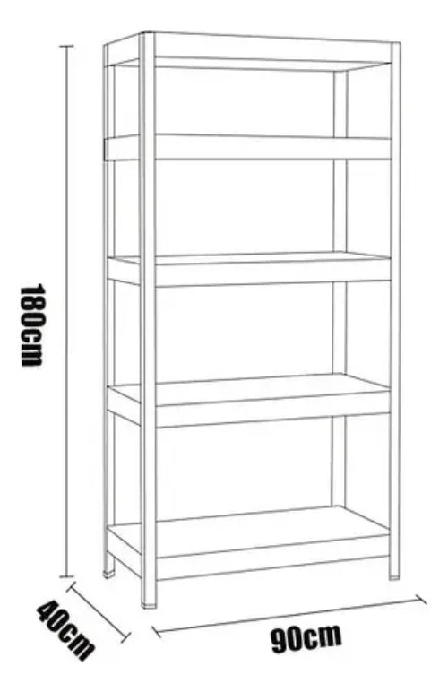 Estante Rack Metalico Negro 5 Niveles 400 Kg 180x90x40cm