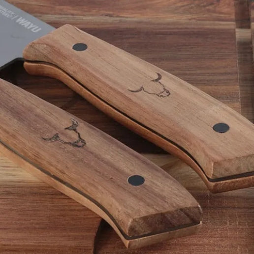 Set Parrillero Tabla + Cuchillo Y Pincho Wayu Asado Parrilla