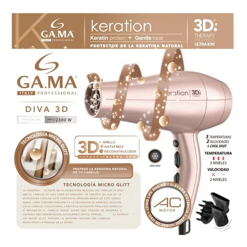 Secador GAMA 3d Therapy Diva Rosa 2300w Profesional