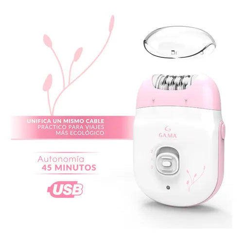 Depiladora Ga.ma Velvet Rosa Inalámbrica Usb