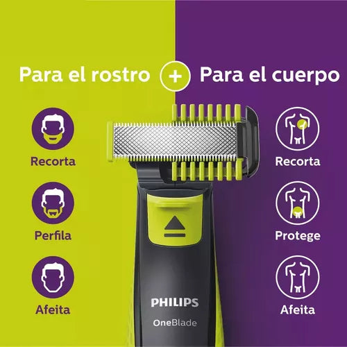Oneblade Philips Qp2824 Afeita Cara Cuerpo Recorta Perfila Verde Lima