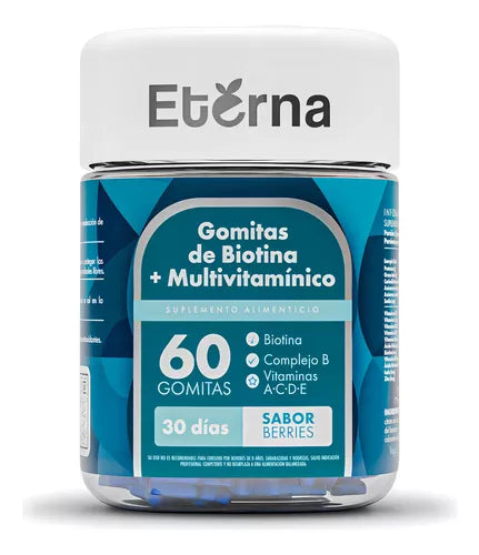 60 Gomitas Eterna De Biotina + Multivitamínico Sabor Berries