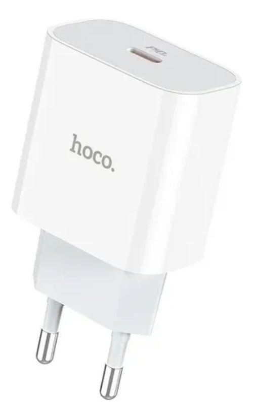 Cargador Pd Para iPhone 20w Hoco + Cable Lightning Blanco