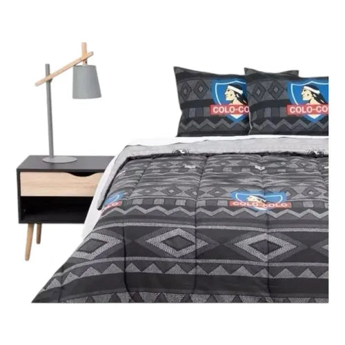 Plumón Colo Colo 2 Plazas Reversible Fuerte Color Negro