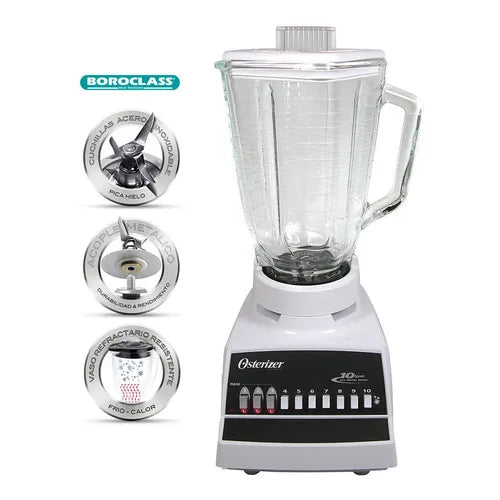Licuadora Oster® De 10 Velocidades Blanca 1.25 Litros