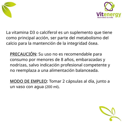 Vitamina D3 800 Ui 60 Capsulas Pack X3 Unidades