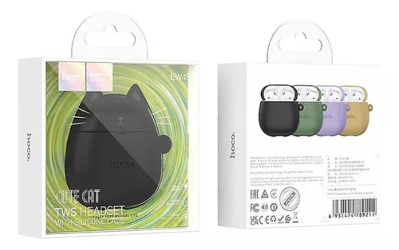 Audífonos Bluetooth Tws Hoco Ew45 Gato Negro