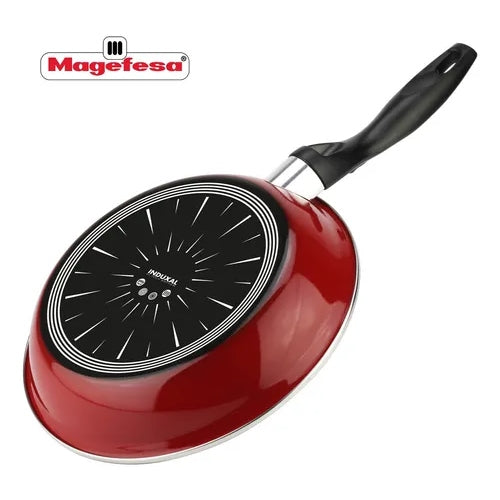 Set Juego 3 Sartenes Magefesa Coral Acero 18 20 24 Cm Color Rojo