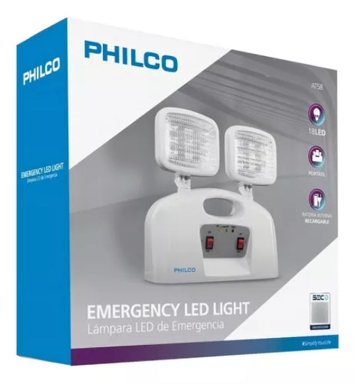 Lampara De Emergencia Led 2 Focos Philco Certificado SEC