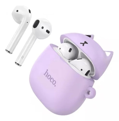 Audífonos Bluetooth Tws Hoco Ew45 Gato Violeta