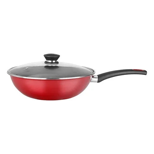 Wok Magefesa Sarten Antiadherente Con Tapa 30cm Coral Rojo