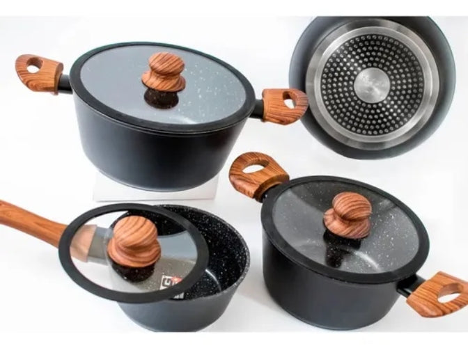 Bateria De Cocina Ollas Keep 7 Piezas Antiadherente Granito