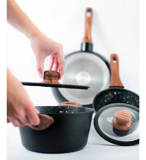 Bateria De Cocina Ollas Keep 7 Piezas Antiadherente Granito