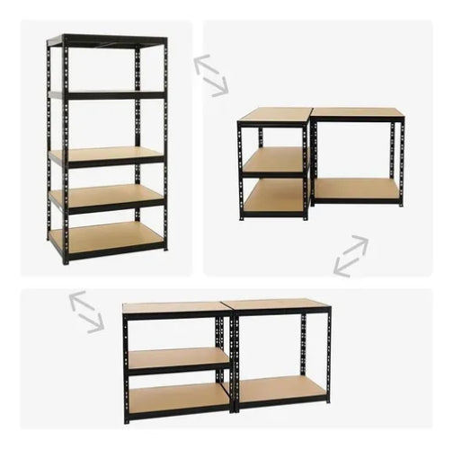 Estante Rack Metalico Negro 5 Niveles 400 Kg 180x90x40cm