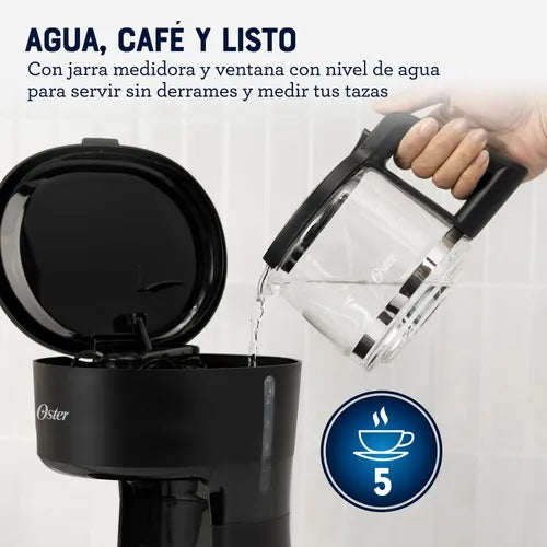 Cafetera Oster 5 Tazas Negro Función Pausa Y Servir