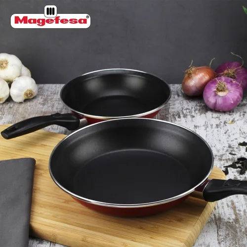 Set Juego 3 Sartenes Magefesa Coral Acero 18 20 24 Cm Color Rojo