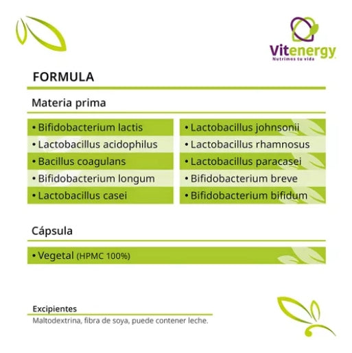 Probióticos 100 Billones - 10 Cepas - 60 Cápsulas Vegetales