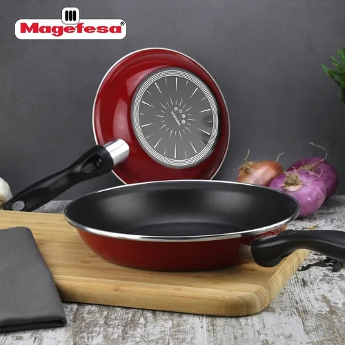 Set Juego 3 Sartenes Magefesa Coral Acero 18 20 24 Cm Color Rojo