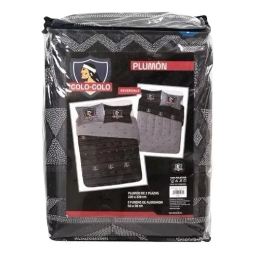Plumón Colo Colo 2 Plazas Reversible Fuerte Color Negro