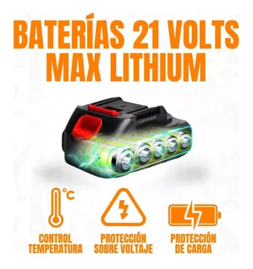 Llave De Impacto + 2 Baterías/maletín/accesorios Rojo Lernen 21v