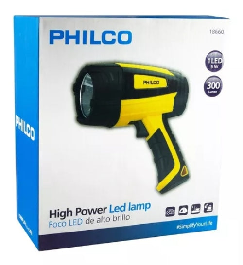 Foco Linterna 1 Led Hig Power Philco Recargable