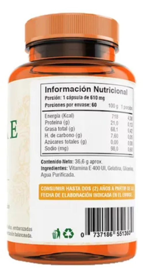 Vitamina E D-alfatocoferol 400 Ui 60 Cápsulas Soft Gel