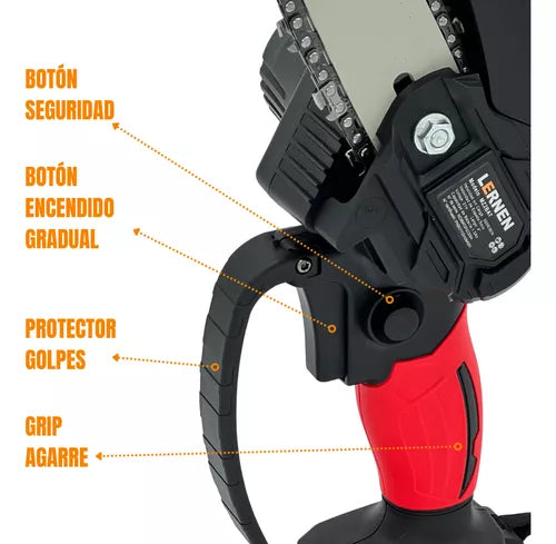 Motosierra Podadora Eléctrica 6 Pulgadas Lernen + 2 Baterías