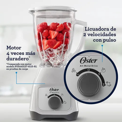 Licuadora Oster® Vaso De Vidrio Y Control De Perilla Gris