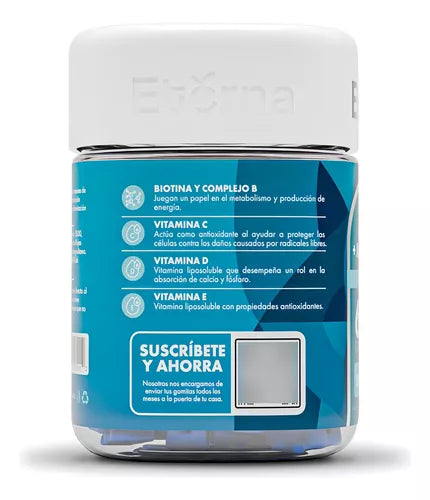 60 Gomitas Eterna De Biotina + Multivitamínico Sabor Berries