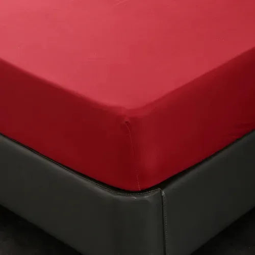 Juego De Sabanas 2 Plazas Premium 200hilos 200x150cm 4piezas Rojo Liso