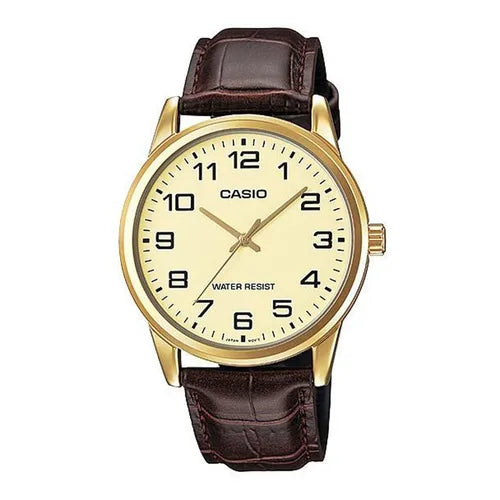 Reloj Casio Enticer Mtp-v001l-1bu Hombre Cuero Marrón