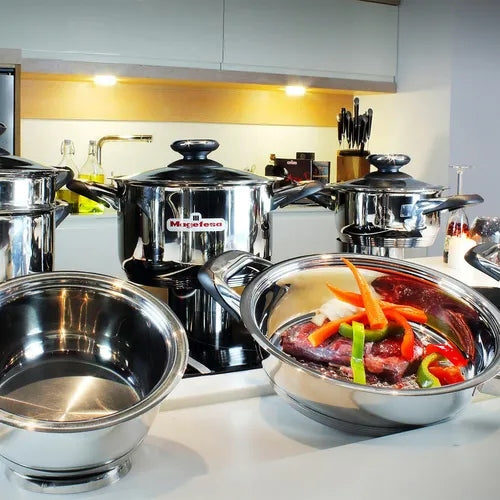 Bateria De Cocina Magefesa Set Ollas 9 Piezas Acero Inox