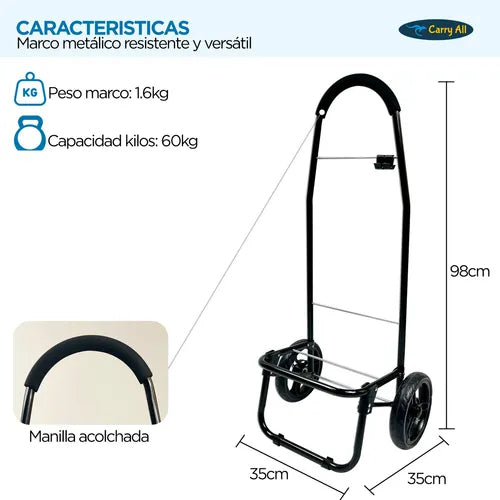 Carrito De Compras Plegable Carry All Sidney 55 Litros Negro