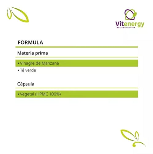 Te Verde + Vinagre Manzana 60 Cápsulas Pack X3 Unidades