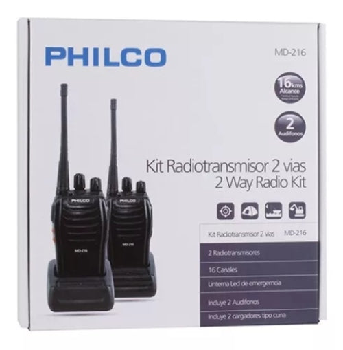 Radio Transmisor Philco Md216 2unidades Color Negro Bascotel