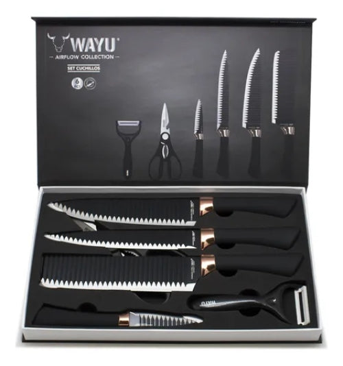 Set Cuchillos Rolling Wayu Color Negro